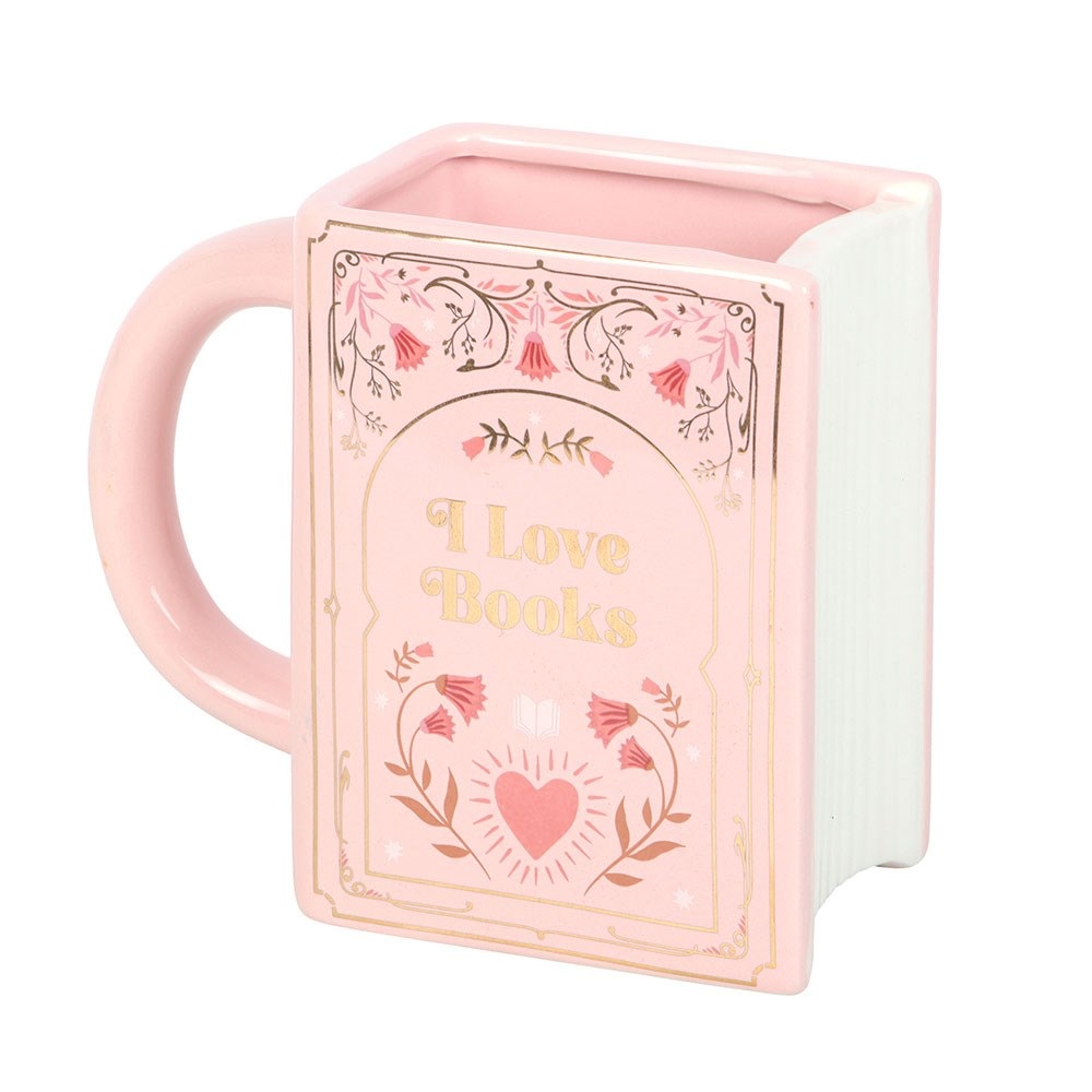 Something Different - I Love Books Pink Book Shaped Tasse - Mehrfarben
